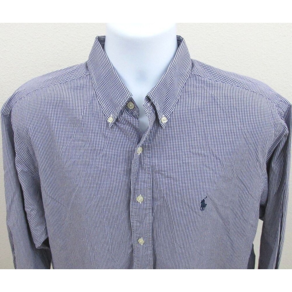 Ralph Lauren Men's Yarmouth Shirt Size 16 1/2 34/35 Long Sleeve Purple Check RL